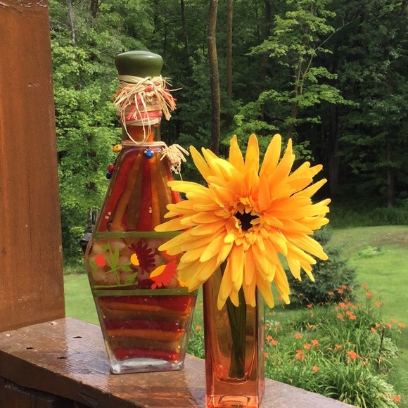 🍊 Orange Glass Bud Vase Rectangular Edge - Picture 2 of 16